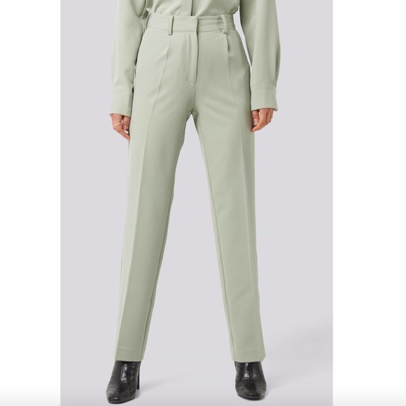 New NA-KD Straight Suit Pants Trousers - Green - Picture 4 of 11